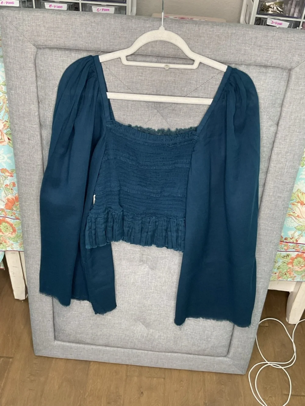 Free People Overboard Smocked Crop Top Bell Sleeve NWT Small